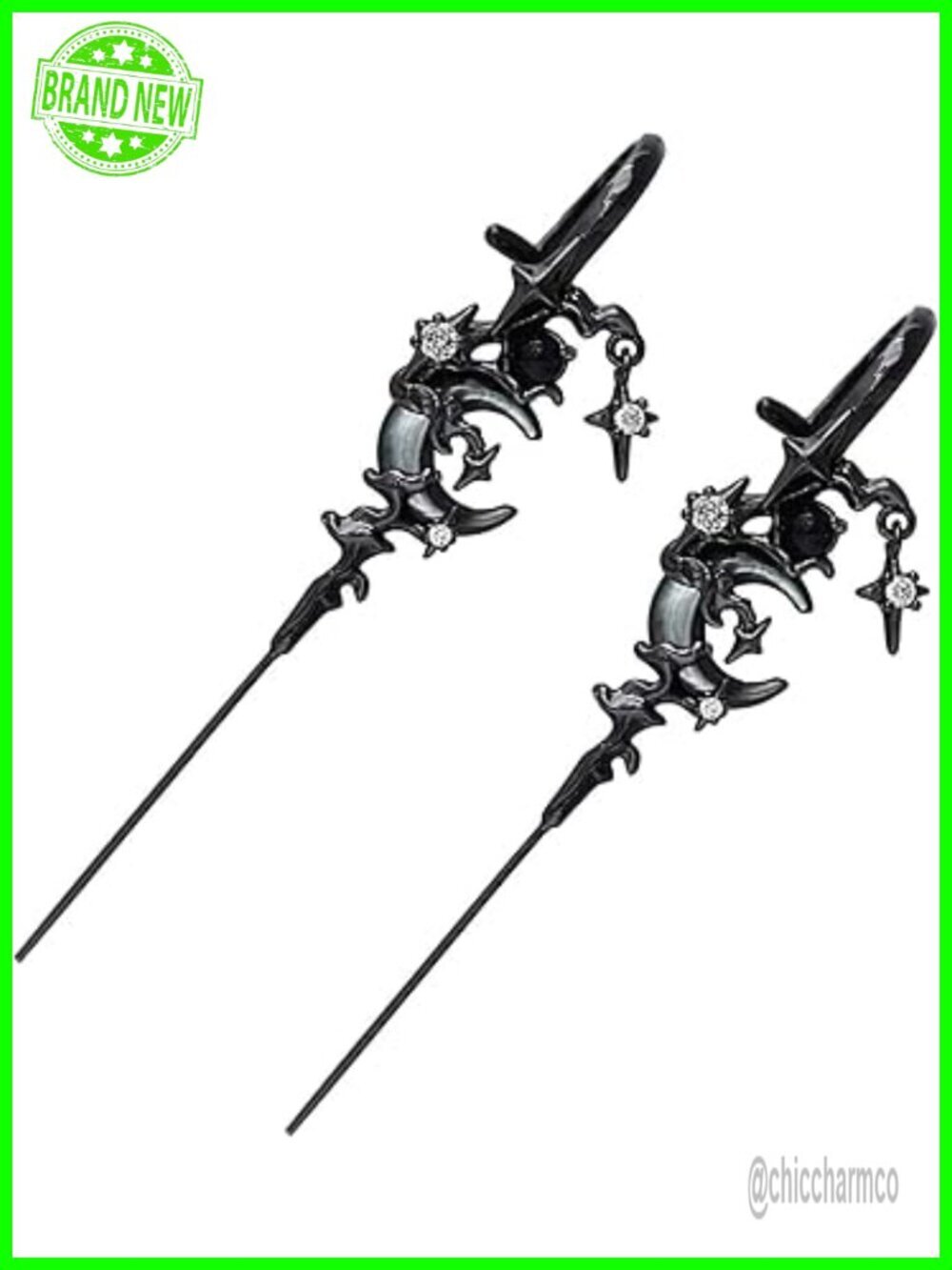 Gothic Ear Hook Earrings - Needle Style for Festivals & Cosplay - 7 cm Drop